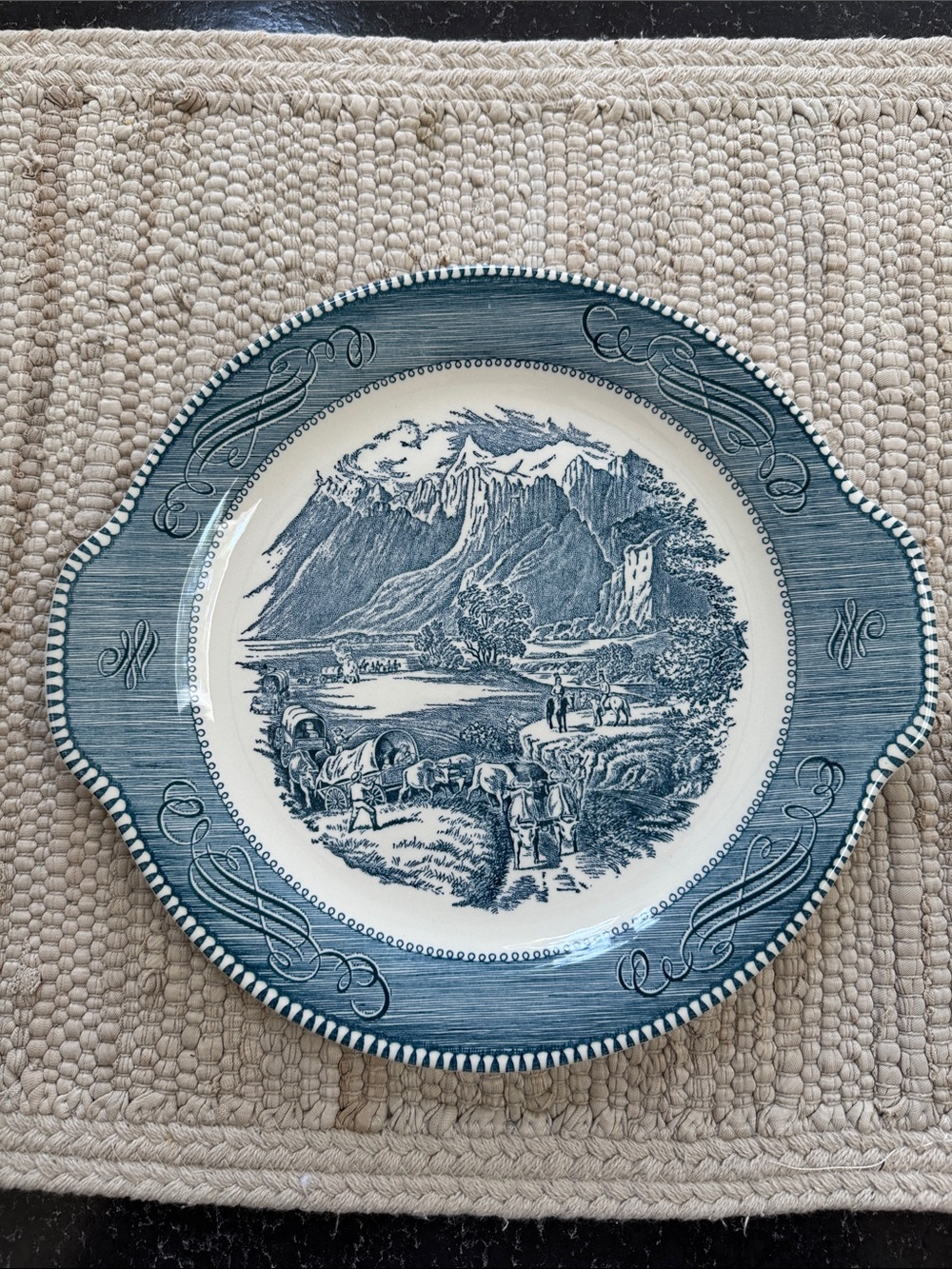 Vintage CURRIER & IVES by Royal China Scenic Transferware Ironstone - Set of 2 - Picture 3 of 9